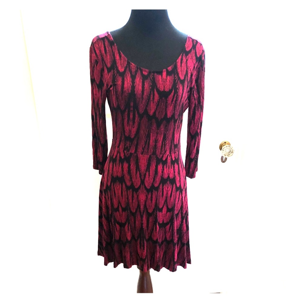 Express pink & black fit and flare